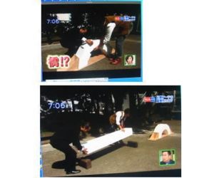 ２１ ,発泡スチロールのブロックの細長い板と、同じものでセブンブリッジのアーチにした場合の比較実験４