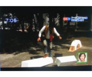 ２１ ,発泡スチロールのブロックの細長い板と、同じものでセブンブリッジのアーチにした場合の比較実験７