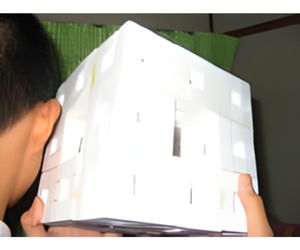 ８、発泡スチロールを使って”フォトニックフラクタル”に似たような実験２