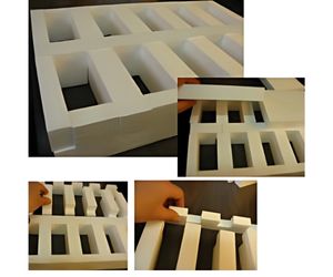 凹部櫛型と凸部積み木型の組み立てパズル式標本箱２