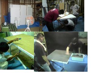 大和郡山城を発泡スチロールで復元している様子