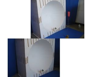 「半球ドーム型簡易映像提示システム凹面を作る」   2