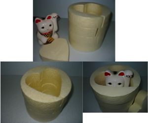 生分解性発泡樹脂で作った「ハート抜き植木鉢」