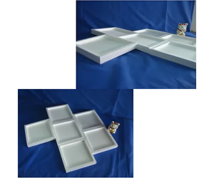 デザインした粘土を運ぶタイル皿２