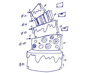 ５度傾き　５段ケーキ　お客様スケッチ図